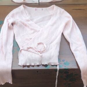 Edikted Pink Ribbed Wrap Sweater